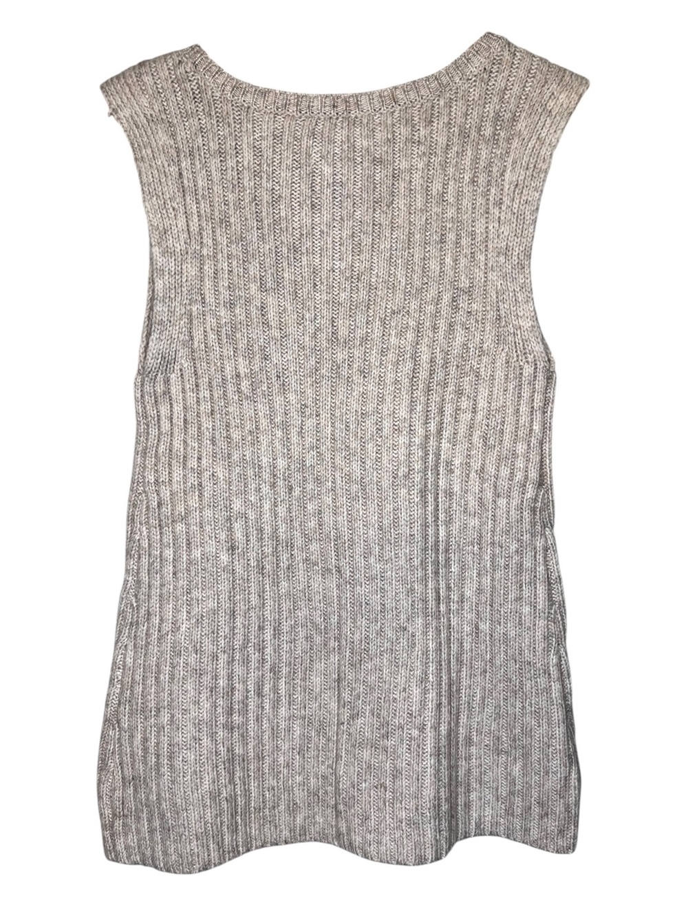 NWT Chunky Ribbed Knit Tank Top Sweater Beige Oatmeal XS Cozy Soft Quiet Luxury - Picture 2 of 6